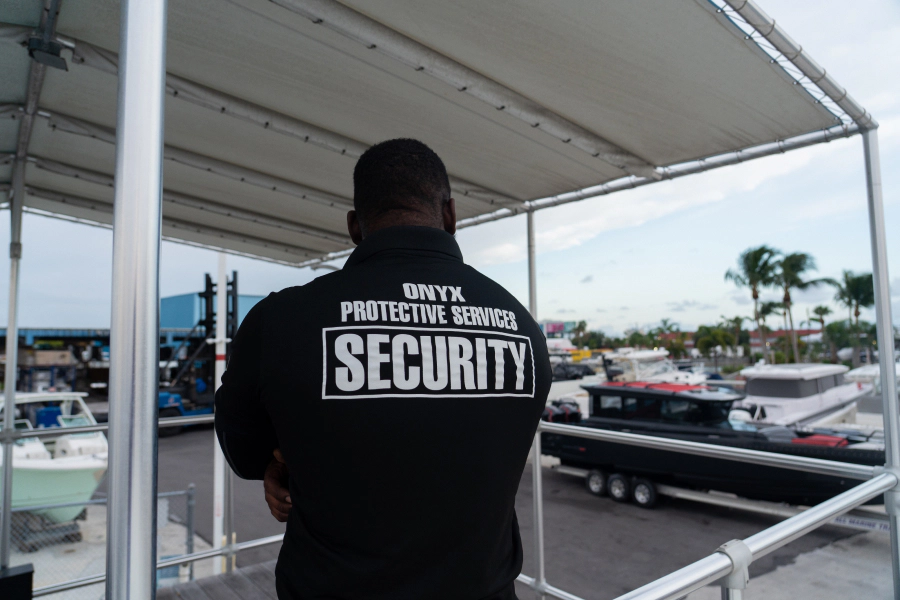 man wearing onyx security services uniform at event miramar fl
